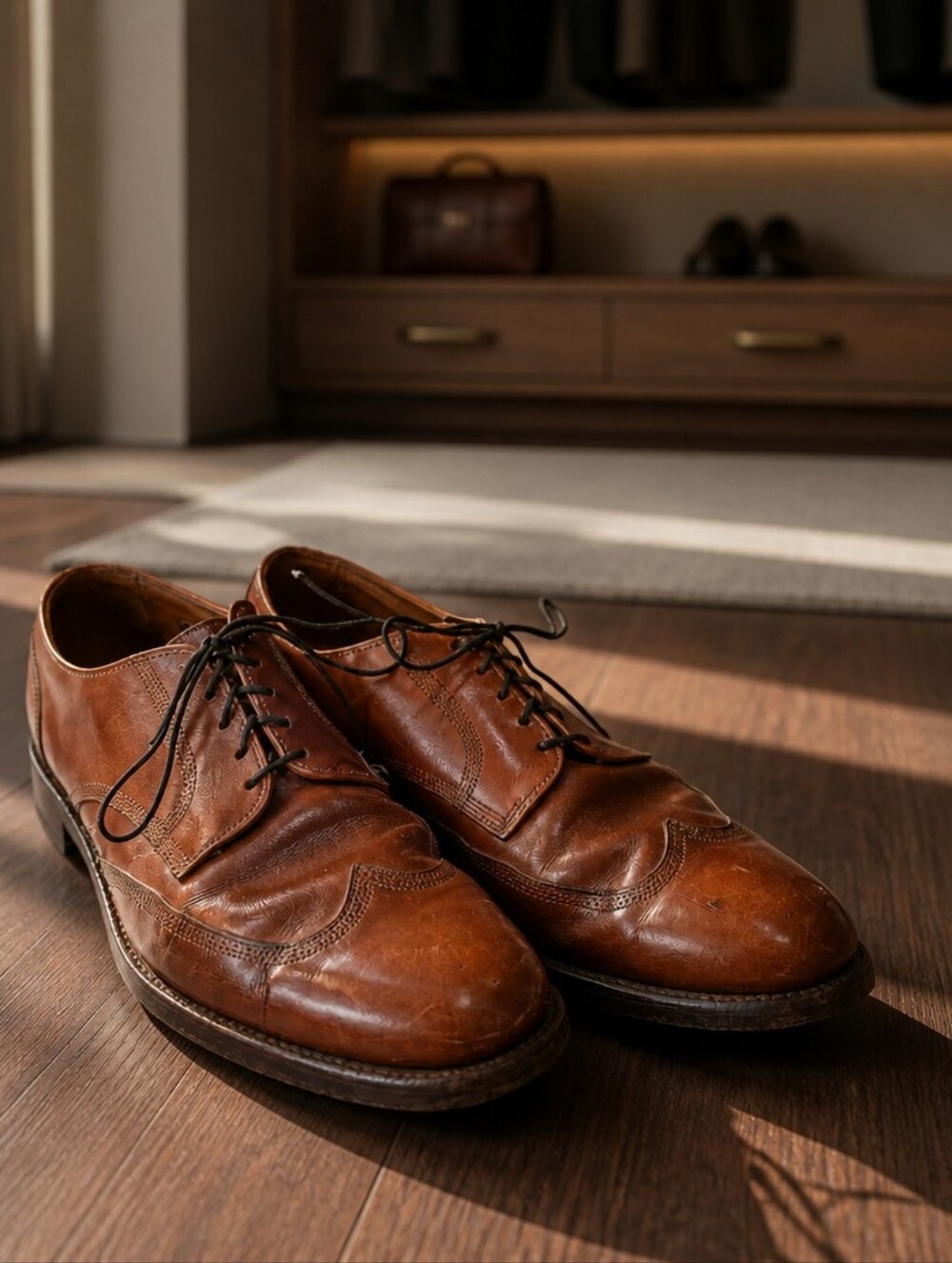 Allen Edmonds Brown  Wingtip Austerity Brogue Leather Shoe SZ 9.5  A USA